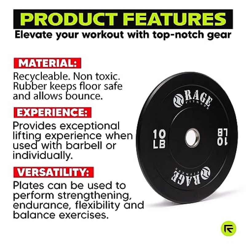 Rage Fitness 10lb 올림픽 범퍼 플레이트, 2