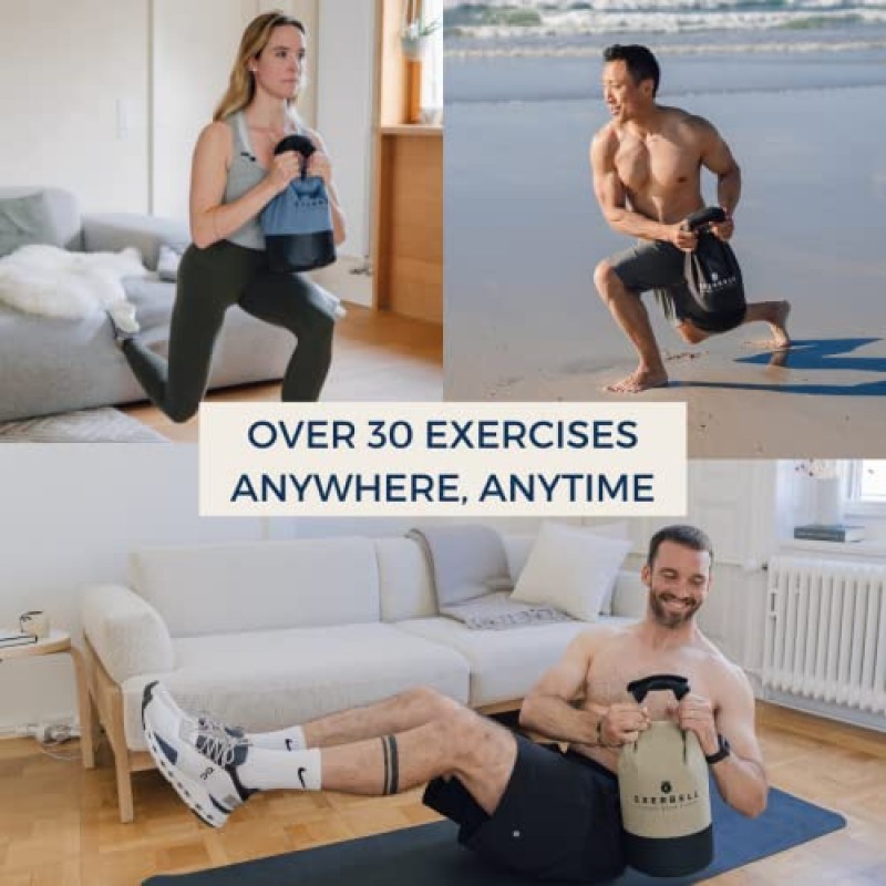 Exerbell 접이식 및 조절 가능한 케틀벨 2-14kg(검정색) – 물 및 샌드백 케틀벨 – 다목적 샌드백 훈련 및 웨이트 백 – 프리미엄 근력 훈련 장비