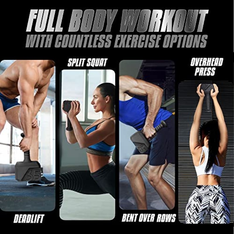 Yes4All Hammer Kettlebells 15, 25, 35 lbs - 미끄럼 방지 파우더 코팅 손잡이가 있는 주철 주전자 벨 - 역도, 운동 및 심장 강화 운동용 운동 해머 강도 체육관 장비