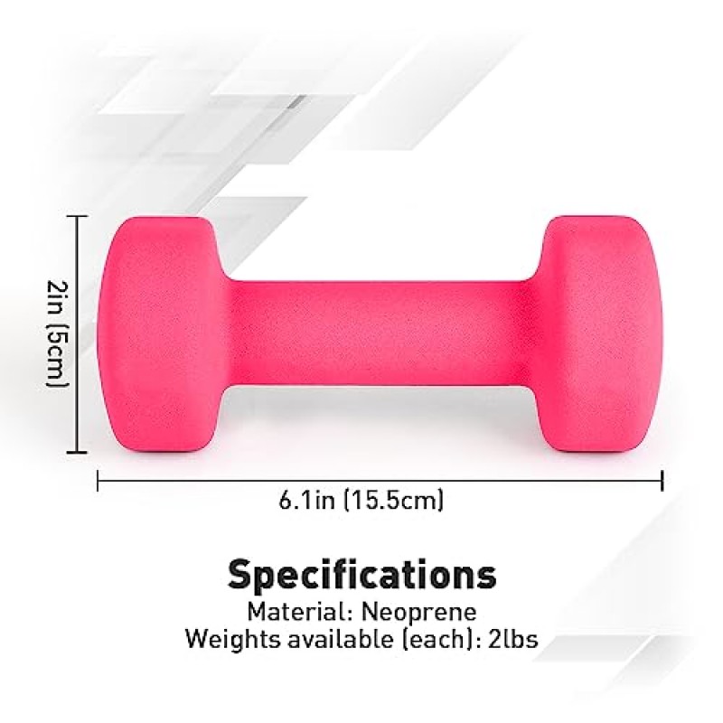 JBM 네오프렌 덤벨 쌍, 2-8lbs 핸드 웨이트 2개 세트 읽기 쉬운 숫자가 있는 미끄럼 방지 육각 모양 덤벨, 피트니스 덤벨 세트