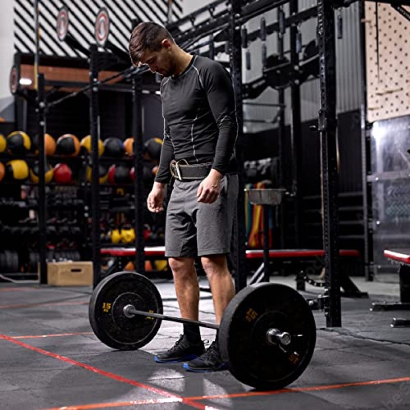 Ativafit 역도 벨트 파워 리프팅, 스쿼트, 보디 빌딩, 헤비 듀티 스틸 정품 가죽 벨트 남성과 여성을위한 역도 지원을위한 빠른 잠금 체육관 무게 벨트
