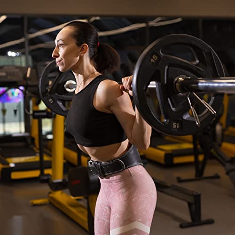 Ativafit 역도 벨트 파워 리프팅, 스쿼트, 보디 빌딩, 헤비 듀티 스틸 정품 가죽 벨트 남성과 여성을위한 역도 지원을위한 빠른 잠금 체육관 무게 벨트