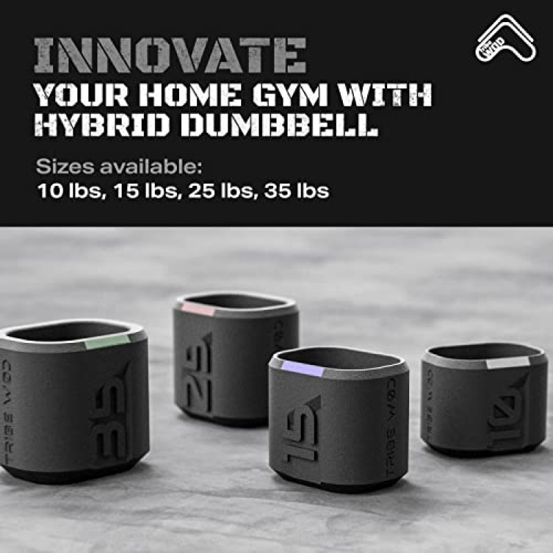 Tribe WOD Dark Elf 하이브리드 덤벨 10-35lb - 근육 강화 및 이동성, 심장 강화 피트니스, 여성 및 남성용 웨이트용 크로스 트레이닝 운동 장비(1팩)