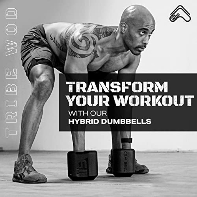 Tribe WOD Dark Elf 하이브리드 덤벨 10-35lb - 근육 강화 및 이동성, 심장 강화 피트니스, 여성 및 남성용 웨이트용 크로스 트레이닝 운동 장비(1팩)