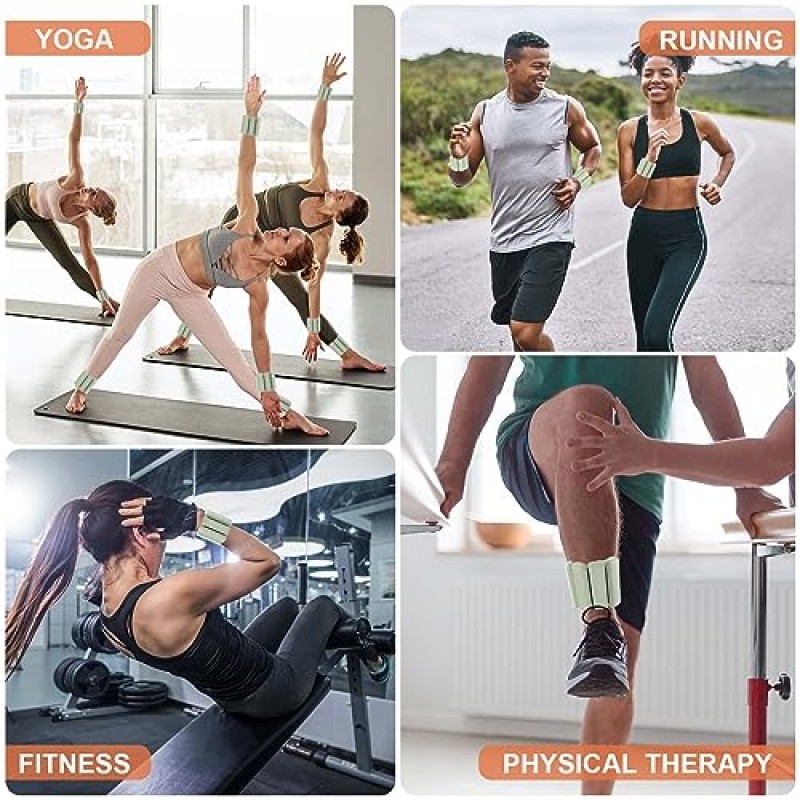 66FIT 여성용 손목 웨이트 세트, 조정 가능한 1lb 발목 웨이트 2개 세트(각 1Lb), 여성용 손목 발목 웨이트 훈련 강도 증가 요가 필라테스 댄스 바레 걷기 달리기