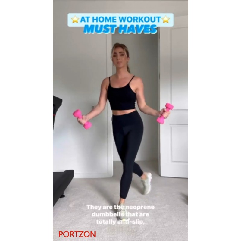 Portzon Weights Dumbbells 10가지 색상 옵션 네오프렌 덤벨 세트 2개 세트, 1-15LB, 미끄럼 방지, 롤 방지, 육각 모양과 호환 가능