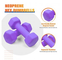 Portzon Weights Dumbbells 10가지 색상 옵션 네오프렌 덤벨 세트 2개 세트, 1-15LB, 미끄럼 방지, 롤 방지, 육각 모양과 호환 가능