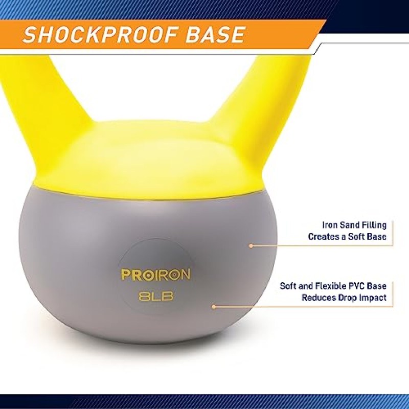 PROIRON Soft Kettlebell 8lb, 16lb, 24lb, 32lb Kettlebells with Iron Sand, 미끄럼 방지 손잡이, 피트니스용 주전자 무게, 운동, 운동, 홈 체육관, 근력 운동, 보디빌딩 역도