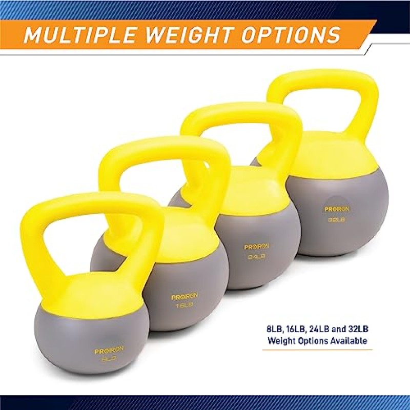 PROIRON Soft Kettlebell 8lb, 16lb, 24lb, 32lb Kettlebells with Iron Sand, 미끄럼 방지 손잡이, 피트니스용 주전자 무게, 운동, 운동, 홈 체육관, 근력 운동, 보디빌딩 역도