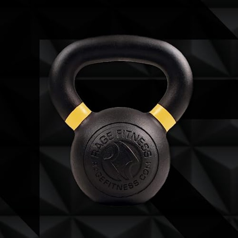 근력 운동용 RAGE 피트니스 파우더 코팅 케틀벨, (4kg, 6kg, 8kg, 10kg, 12kg, 16kg, 20kg - 개별 판매), 컨디셔닝 및 크로스핏 훈련, 파운드 및 킬로그램 표시, 색상 구분