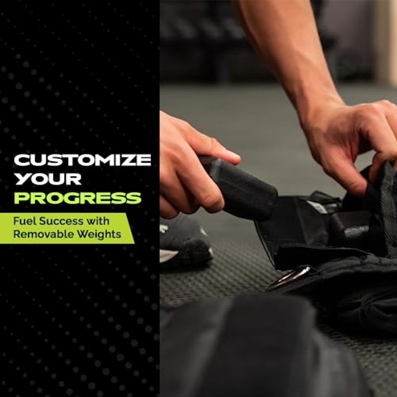 Rage Fitness 조정 가능한 남녀공용 가중 조끼, 검정색, (36 lbs) 무게 용량, (12 x 3 lbs) 탈착식 철제 무게, 체중 훈련, 심장 강화 운동, 근력 운동을 위한 트레이닝 피트니스 가중 재킷
