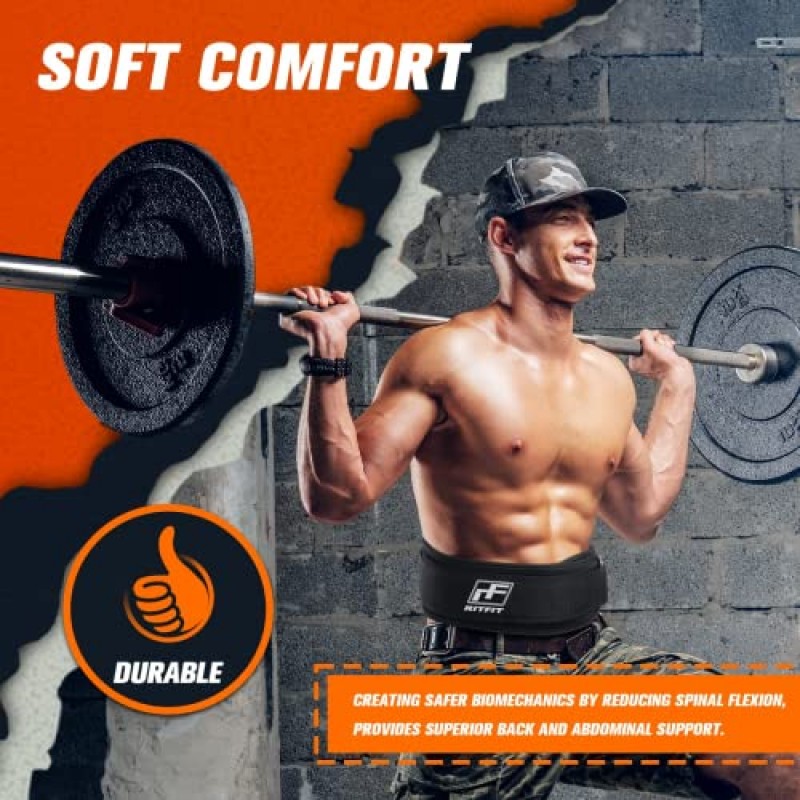 RitFit 역도 벨트 - 스쿼트, 런지, 데드리프트, 쓰러스터에 적합 - 남성 및 여성 - 6인치 블랙/카무플라주