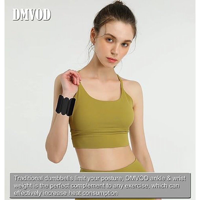 DMVOD 근력 운동 남성 및 여성을 위한 조절 가능한 손목 및 발목 무게, 2개 세트(각 1lb), 요가, 걷기, 달리기, 에어로빅, 체육관, 피트니스, 운동을 위한 착용 가능 가중치 팔찌