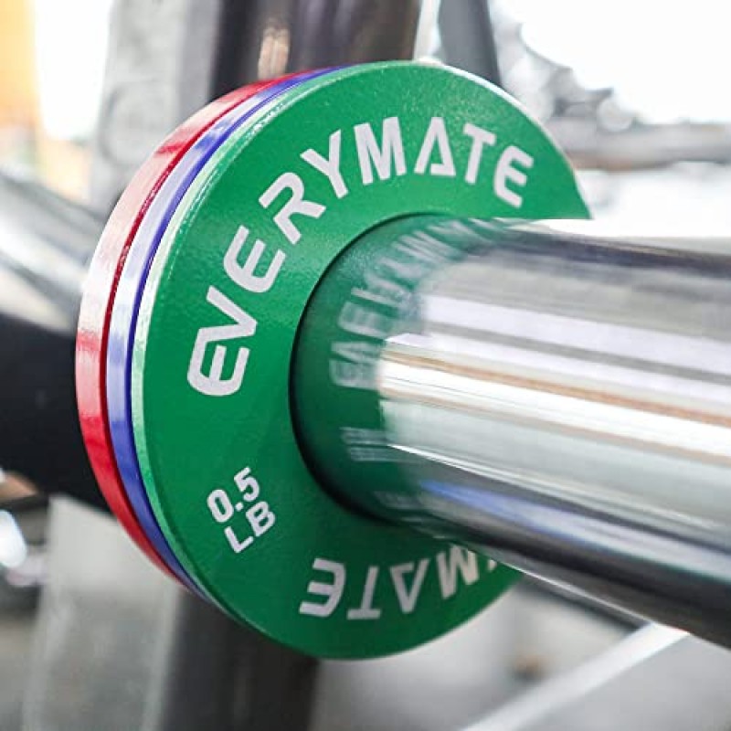 EVERYMATE 분수 마이크로 웨이트 플레이트 8개의 웨이트 플레이트 세트 0.25LB 0.5LB 0.75LB 1 LB 근력 훈련용 올림픽 바벨용 마이크로 플레이트 웨이트 플레이트