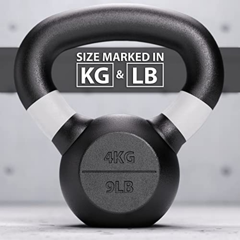 Synergee Cast Iron Kettlebells 근력 훈련, 컨디셔닝 및 기능성 피트니스를 위한 블랙 매트 케틀벨 웨이트