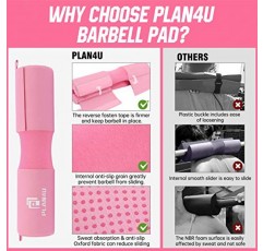 스쿼트 엉덩이 밀어내기를 위한 Plan4U 바벨 패드 세트 업그레이드된 운동 폼 역도 바 쿠션 미끄럼 방지 곡물이 있는 어깨 목 지지대, 표준 올림픽 바 및 스미스 머신에 적합, 체육관 발목 스트랩 2개, 엉덩이 저항 밴드, 운반용 가방
