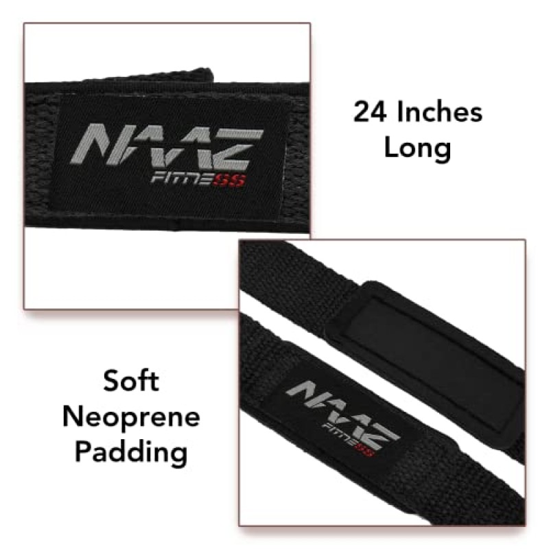 Naaz Fitness - 남성 및 여성을 위한 역도 벨트 6인치 나일론 네프렌 패딩 역도 코어 및 허리 지원 운동 무료 스트랩이 있는 역도 피트니스용 허리 벨트