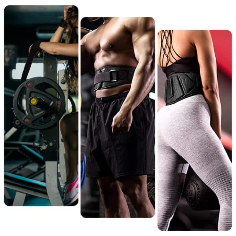 Naaz Fitness - 남성 및 여성을 위한 역도 벨트 6인치 나일론 네프렌 패딩 역도 코어 및 허리 지원 운동 무료 스트랩이 있는 역도 피트니스용 허리 벨트