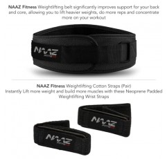 Naaz Fitness - 남성 및 여성을 위한 역도 벨트 6인치 나일론 네프렌 패딩 역도 코어 및 허리 지원 운동 무료 스트랩이 있는 역도 피트니스용 허리 벨트