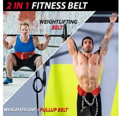 Elemental Fitness 2-in-1 역도 및 딥 벨트 - 스쿼트, 딥 및 데드리프트 수행 - 올림픽 리프팅 및 기능적 피트니스를 위한 프리미엄 역도 벨트, 남성 및 여성을 위한 리프팅 지원