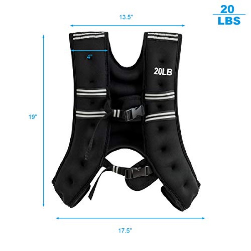 GYMAX 가중 조끼, 12lbs/16lbs/20lbs/30lbs 남성 및 여성을 위한 조절 가능한 무게 조끼, 운동 근력 훈련 장비 체중 조끼, 야외 운동 체중 감량을 위한 러닝 가중 조끼