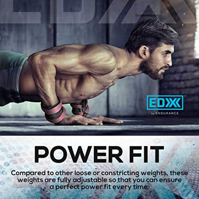 EDX 조절 가능한 발목 무게 | 팔, 다리, 손목 웨이트 스트랩 | 피트니스, 걷기, 조깅, 운동, 리프팅 2 팩 2lbs