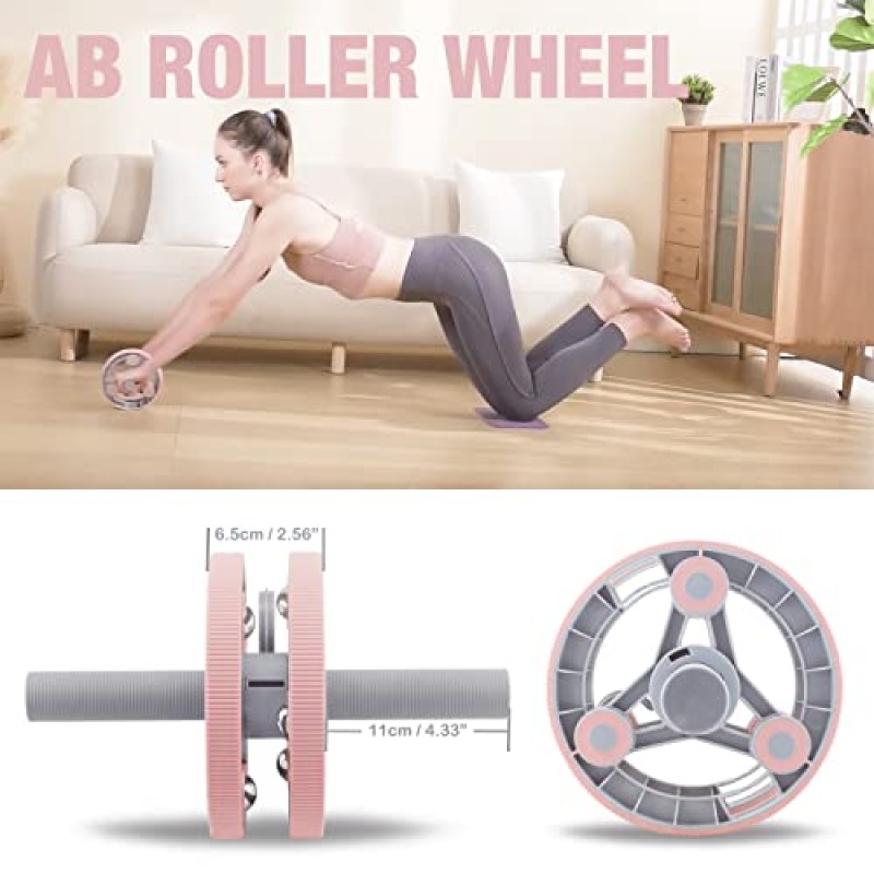 FYGL 푸쉬업바 | 여성을 위한 다기능 9 In 1 운동 장비 | 저항밴드 | 무릎 패드가 있는 Ab-Roller-Wheel | 조절 가능한 아령 | 케틀벨 | 홈-체육관-기구 (핑크)