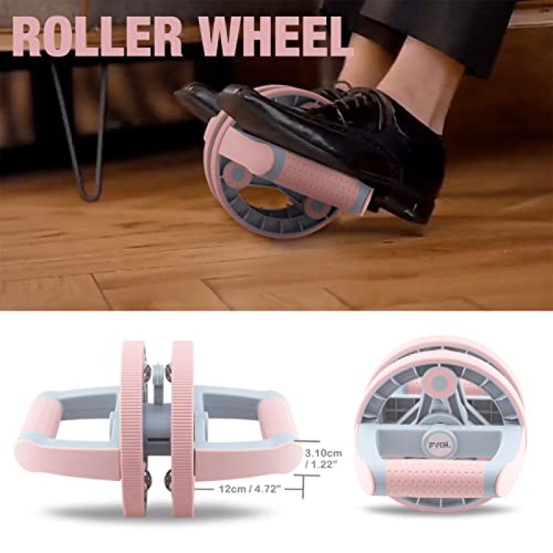 FYGL 푸쉬업바 | 여성을 위한 다기능 9 In 1 운동 장비 | 저항밴드 | 무릎 패드가 있는 Ab-Roller-Wheel | 조절 가능한 아령 | 케틀벨 | 홈-체육관-기구 (핑크)
