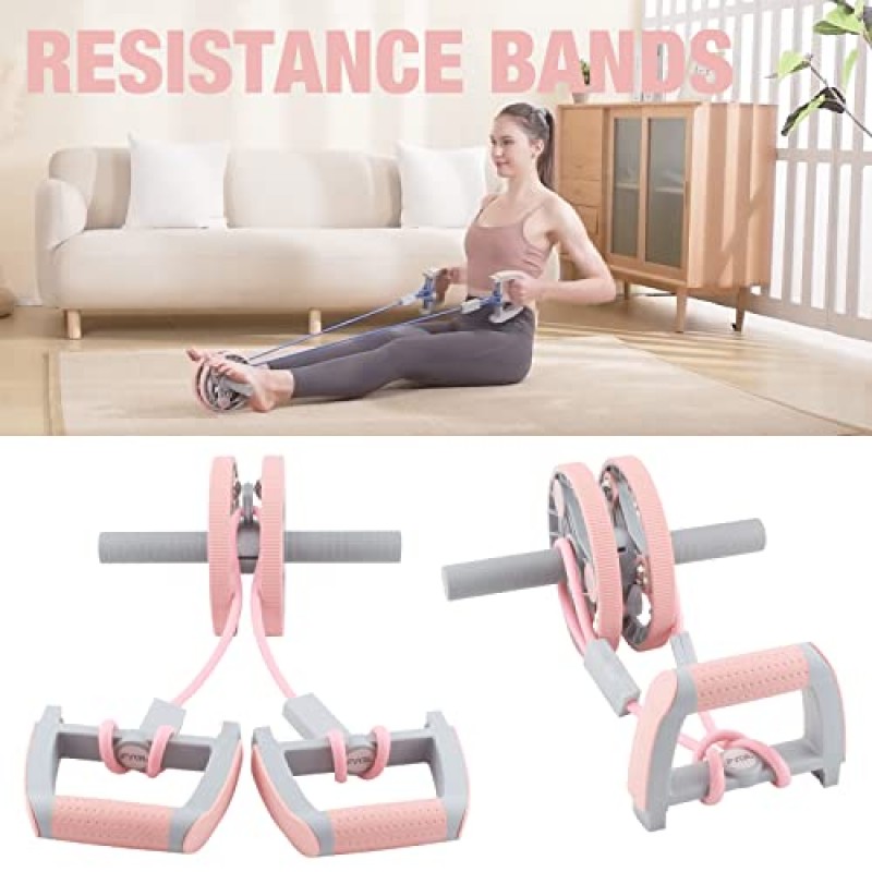 FYGL 푸쉬업바 | 여성을 위한 다기능 9 In 1 운동 장비 | 저항밴드 | 무릎 패드가 있는 Ab-Roller-Wheel | 조절 가능한 아령 | 케틀벨 | 홈-체육관-기구 (핑크)