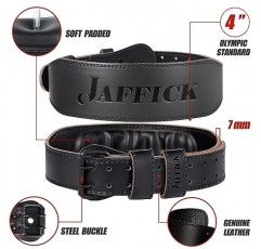 7MM 가죽 프로 파워 체육관 벨트 용 Jaffick 역도 벨트 헤비 듀티 4 인치 와이드 남성 여성 데 드리프트 스쿼트 파워 리프팅 근력 훈련 운동 선수를위한 강력한 안정화 백 지원