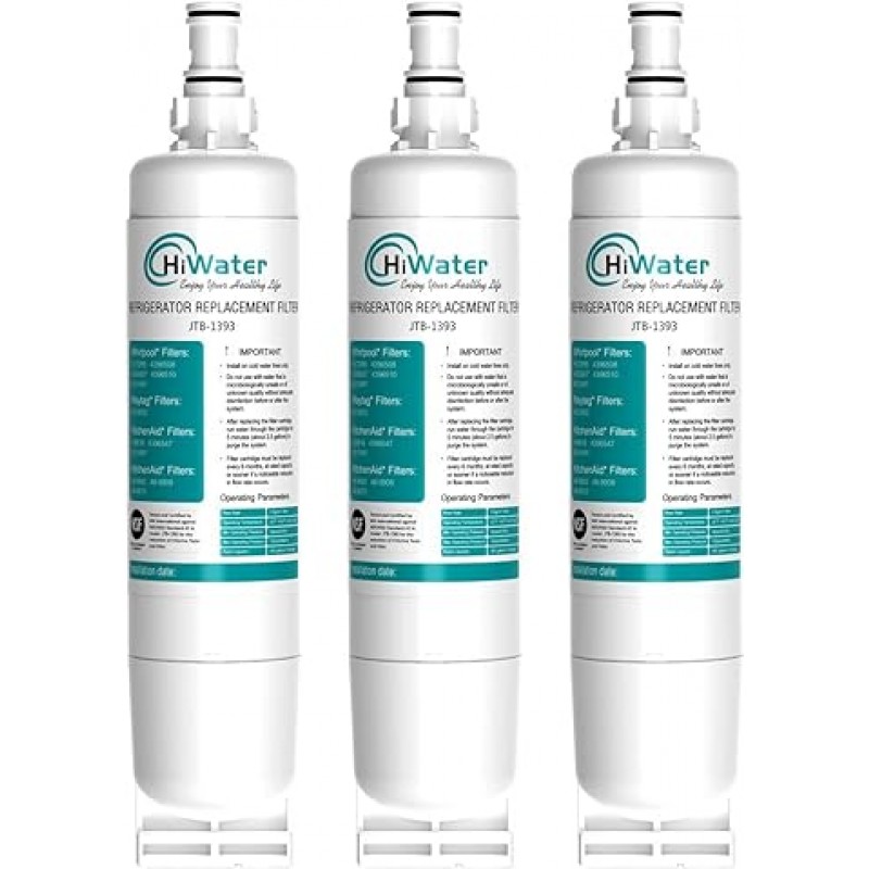 HiWater 4396508 냉장고 필터 Whirlpool EDR5RXD1, W10186668등 호환- 3팩