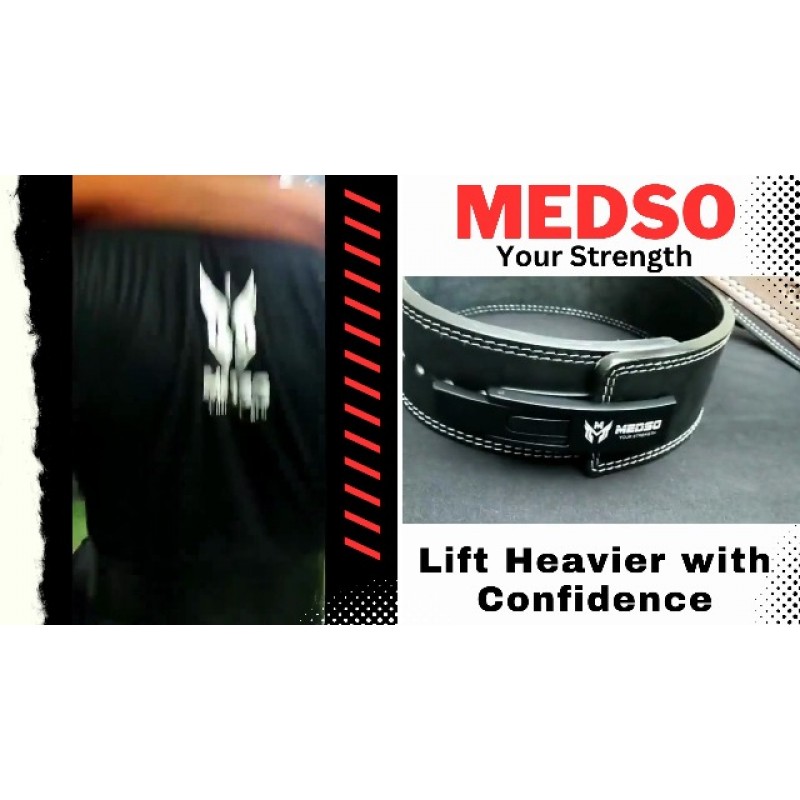 MEDSO 피트니스 역도 레버 벨트 역도, 파워리프팅, 크로스 트레이닝, 데드리프트, 남성과 여성을 위한 10MM 두께 4