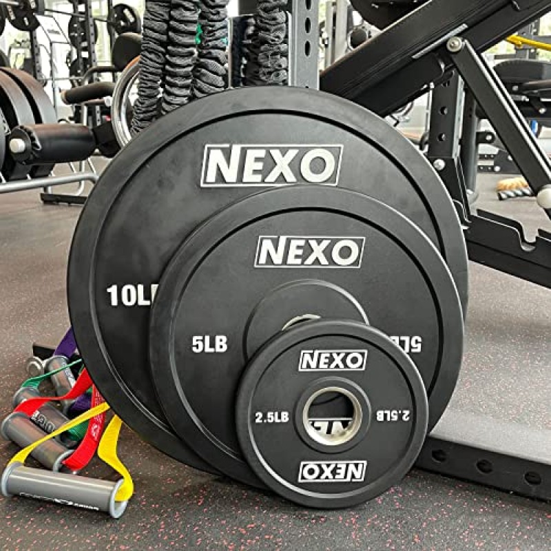 NEXO 2.5LB 매트 블랙 고무 범퍼 플레이트 쌍 - 프리미엄 매트 마감 2x 2.5LB 크로스 트레이닝 웨이트 플레이트