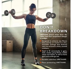 Yes4All 근육 강화를 위한 미끄럼 방지 널링 손잡이가 있는 우레탄 덤벨 5-50LBS - 개별 판매
