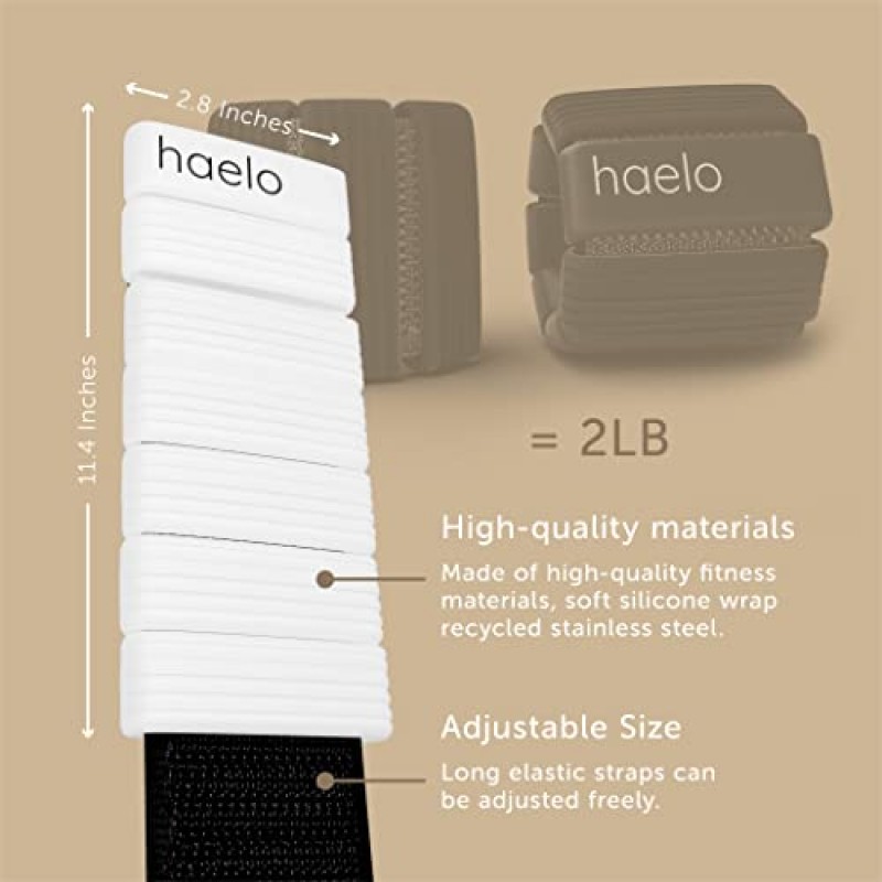 Haelo Hoops - 2개 세트(각 1lb) | 남성과 여성을 위한 조절 가능한 웨어러블 손목 및 발목 무게 | 요가, 댄스, 발레, 필라테스, 유산소 운동, 에어로빅, 걷기