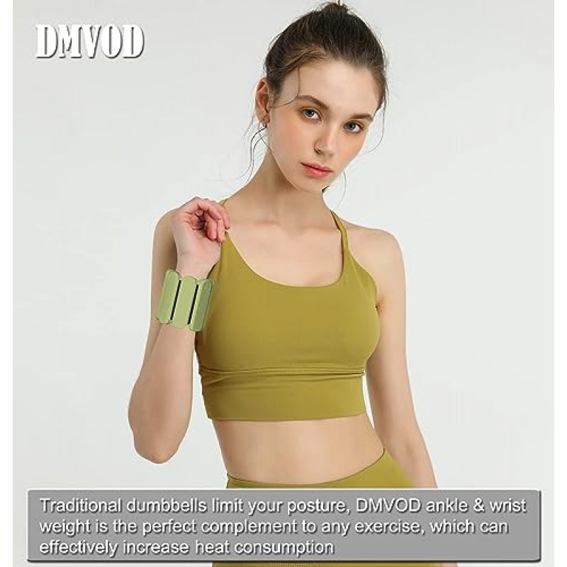 DMVOD 근력 운동 남성 및 여성을 위한 조절 가능한 손목 및 발목 무게, 2개 세트(각 1lb), 요가, 걷기, 달리기, 에어로빅, 체육관, 피트니스, 운동을 위한 착용 가능 가중치 팔찌