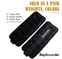 Stepfowarder 1-4 Lbs 발목 무게 쌍 세트, 팔, 손 및 다리, 걷기, 조깅, 체조, 에어로빅용 조절 가능한 스트랩 포함 - 여성, 남성, 어린이용 발목/손목 무게