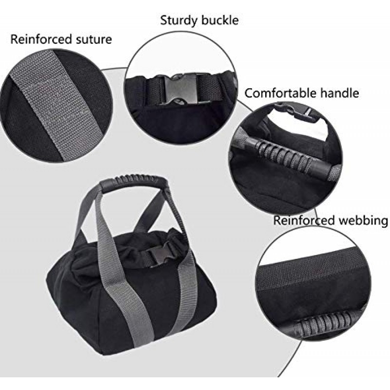 2 Pcs 조절 가능한 무거운 피트니스 파워 샌드백, 휴대용 조절 가능한 캔버스 모래 Kettlebell 부드러운 모래 가방, 홈 트레이닝, 피트니스, 요가 운동을 위한 역도 덤벨