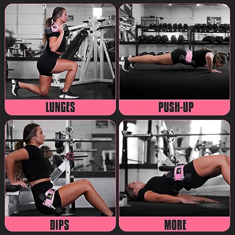 FITFABFLEX 운동용 웨이트용 엉덩이 추진 벨트, 덤벨, 케틀벨 또는 플레이트와 함께 사용하기 쉬운 엉덩이 추진 밴드, 체육관, 가정 운동 또는 여행 시 엉덩이를 보호하는 미끄럼 방지 패딩