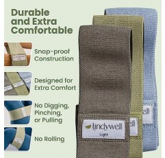 Lindywell 저항 밴드 - 여성용 3가지 색상 코드 저항 레벨 패브릭 부티 밴드 세트(차콜 15-25lbs, 알로에 25-40lbs, 하늘색 40-60lbs)