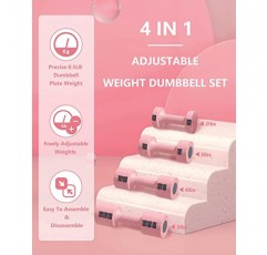 피트니스 장비 웨이트 덤벨 세트 2개로 근력과 근육 강화 | 초보자와 여성에게 적합 미끄럼 방지, 롤 방지, 육각형 핸드 웨이트 핑크