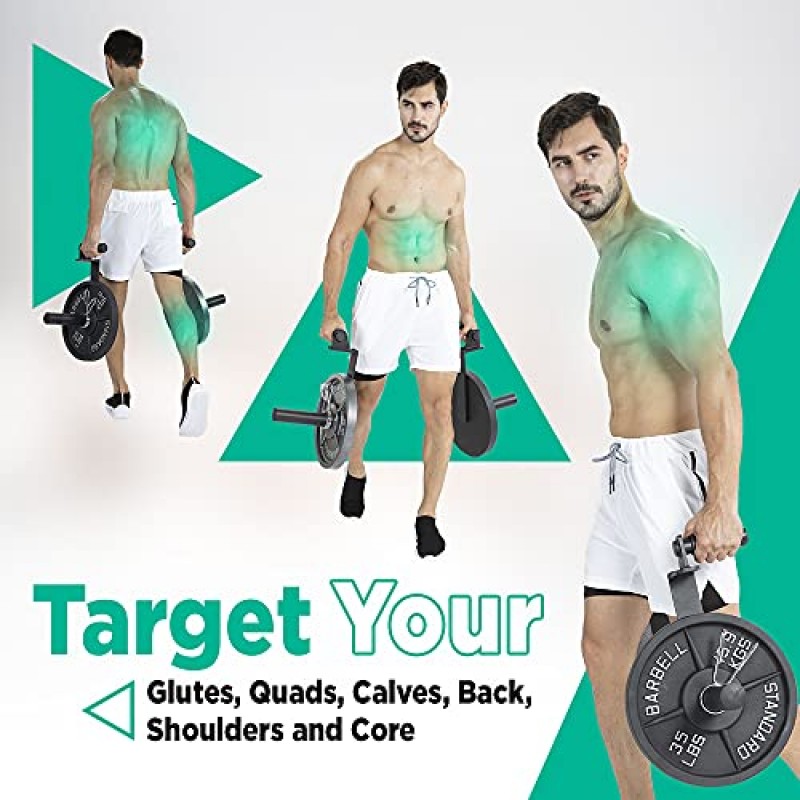 LoGest Farmer Walk Handles - 2개의 Farmers Carry Handles with Clip Collars 세트 - 둔부 종아리 쿼드 등을 목표로 하는 휴대용 운동 장비 그립 강도 향상 보디빌딩 운동에 이상적