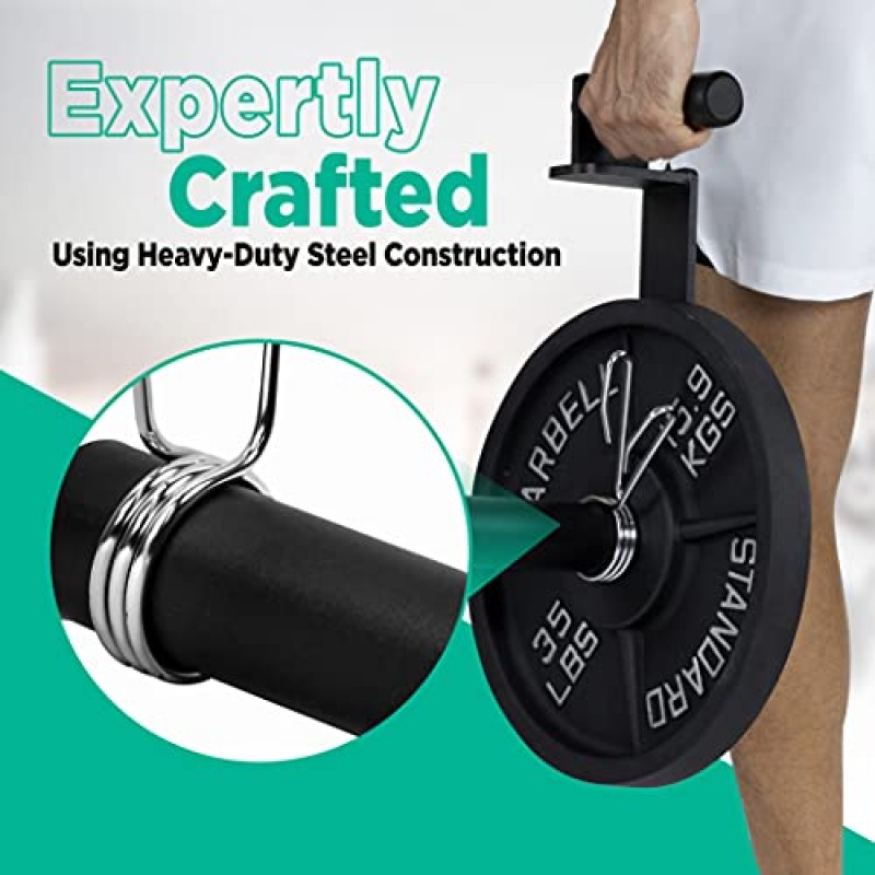 LoGest Farmer Walk Handles - 2개의 Farmers Carry Handles with Clip Collars 세트 - 둔부 종아리 쿼드 등을 목표로 하는 휴대용 운동 장비 그립 강도 향상 보디빌딩 운동에 이상적