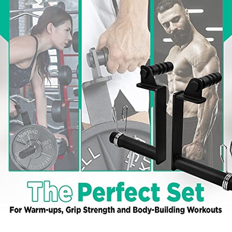 LoGest Farmer Walk Handles - 2개의 Farmers Carry Handles with Clip Collars 세트 - 둔부 종아리 쿼드 등을 목표로 하는 휴대용 운동 장비 그립 강도 향상 보디빌딩 운동에 이상적