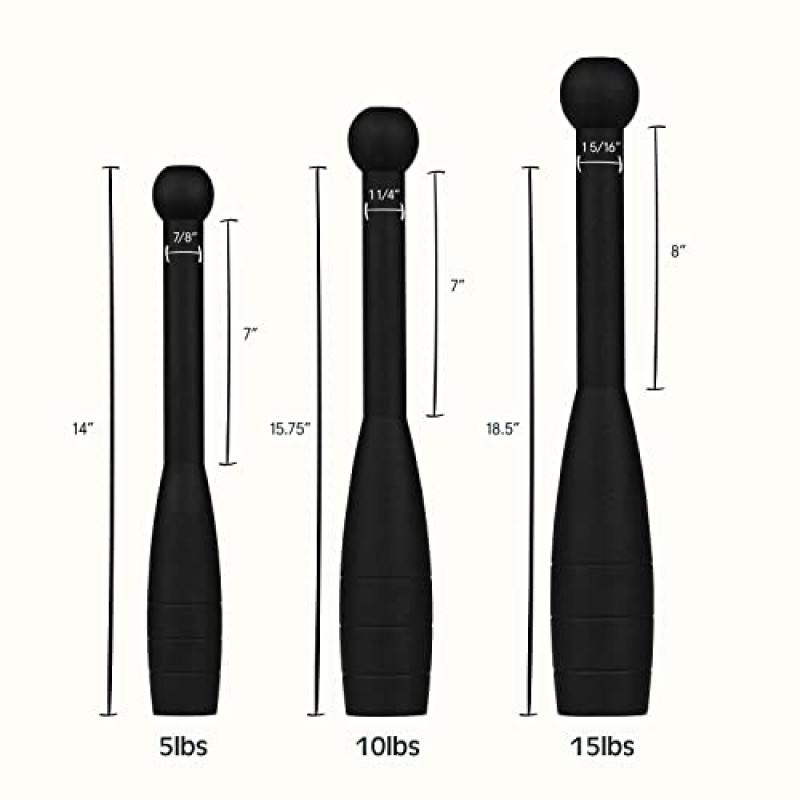 Retrospec Grip Steel 클럽 근력 훈련, 재활, 스트레칭, 컨디셔닝 및 회전 훈련 - 여성 및 남성을 위한 5, 10, 15파운드 옵션