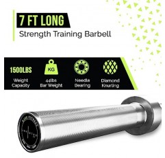 Rage Fitness Invictus 남성용 바벨(7FT)(44LBS 바 무게)(1500LBS 무게 용량) 웨이트 트레이닝 바벨, 홈 체육관 피트니스 필수, 근력 운동 운동 바, 휴대용 운동 장비