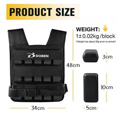 DOBEN 스포츠 웨이트 조끼 강도 트레이닝 재킷 내구성이 뛰어난 옥스포드 웨이트 조끼, 조깅 운동을 위한 탈착식 철 웨이트 웨이트 트레이닝