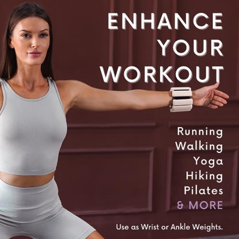 Polyfit 손목 및 발목 웨이트 - 1쌍 - 여성 및 남성용 착용 가능한 발목 웨이트 - 운동, 요가, 걷기, 달리기, 댄스, 바레, 필라테스, 유산소 운동, 에어로빅용 착용 가능한 팔찌