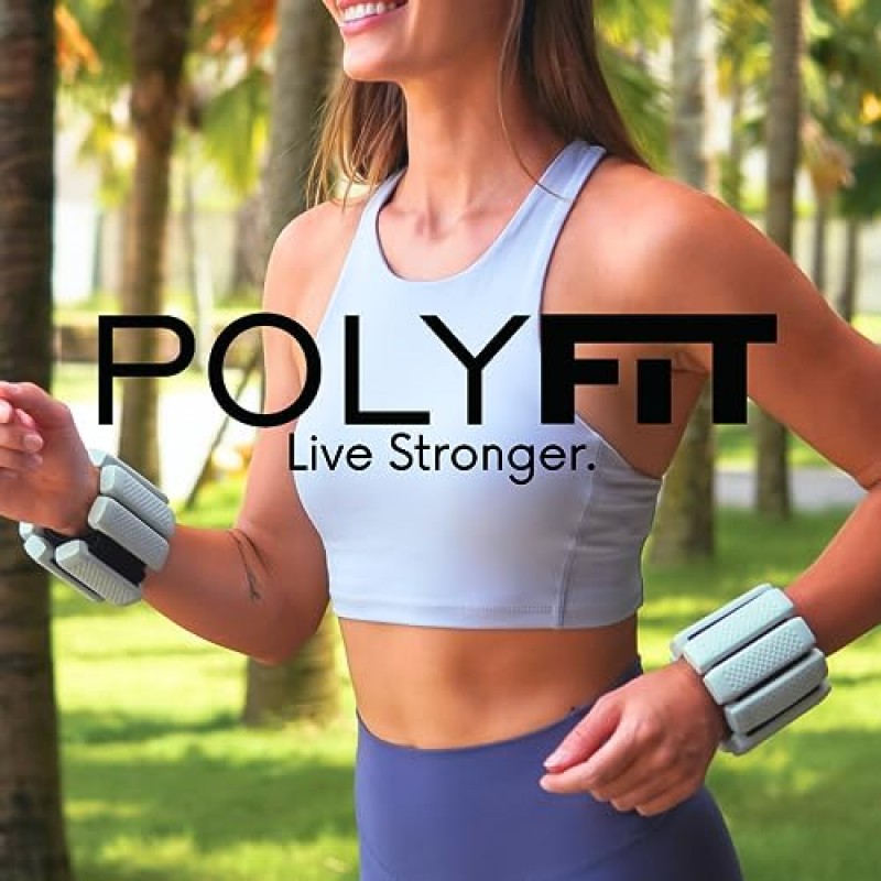Polyfit 손목 및 발목 웨이트 - 1쌍 - 여성 및 남성용 착용 가능한 발목 웨이트 - 운동, 요가, 걷기, 달리기, 댄스, 바레, 필라테스, 유산소 운동, 에어로빅용 착용 가능한 팔찌
