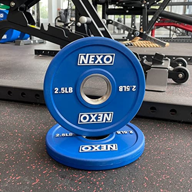 NEXO 2.5LB 파란색 고무 범퍼 플레이트 쌍 - 프리미엄 무광 마감 2x 2.5LB 크로스 트레이닝 웨이트 플레이트